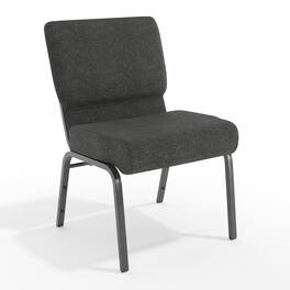 Emma + Oliver - 21"W Stackable Church/Reception Guest Chair - Dark Gray Fabric/Silver Vein Frame