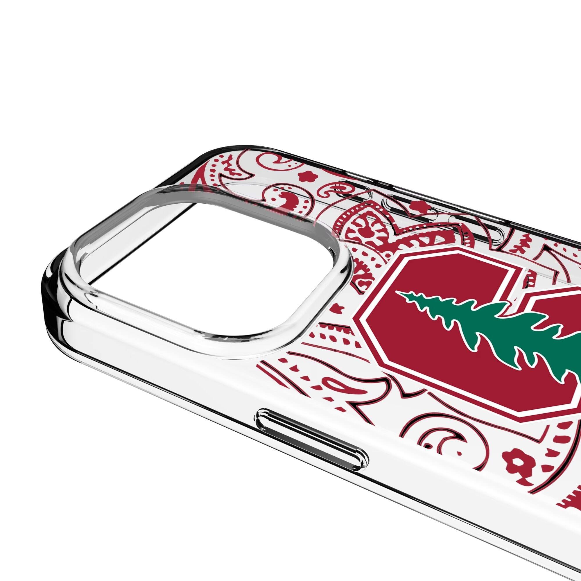 Alt View 2. Keyscaper - Stanford Cardinal iPhone Paisley Design Clear Case - 13 Pro Max - Multicolor.