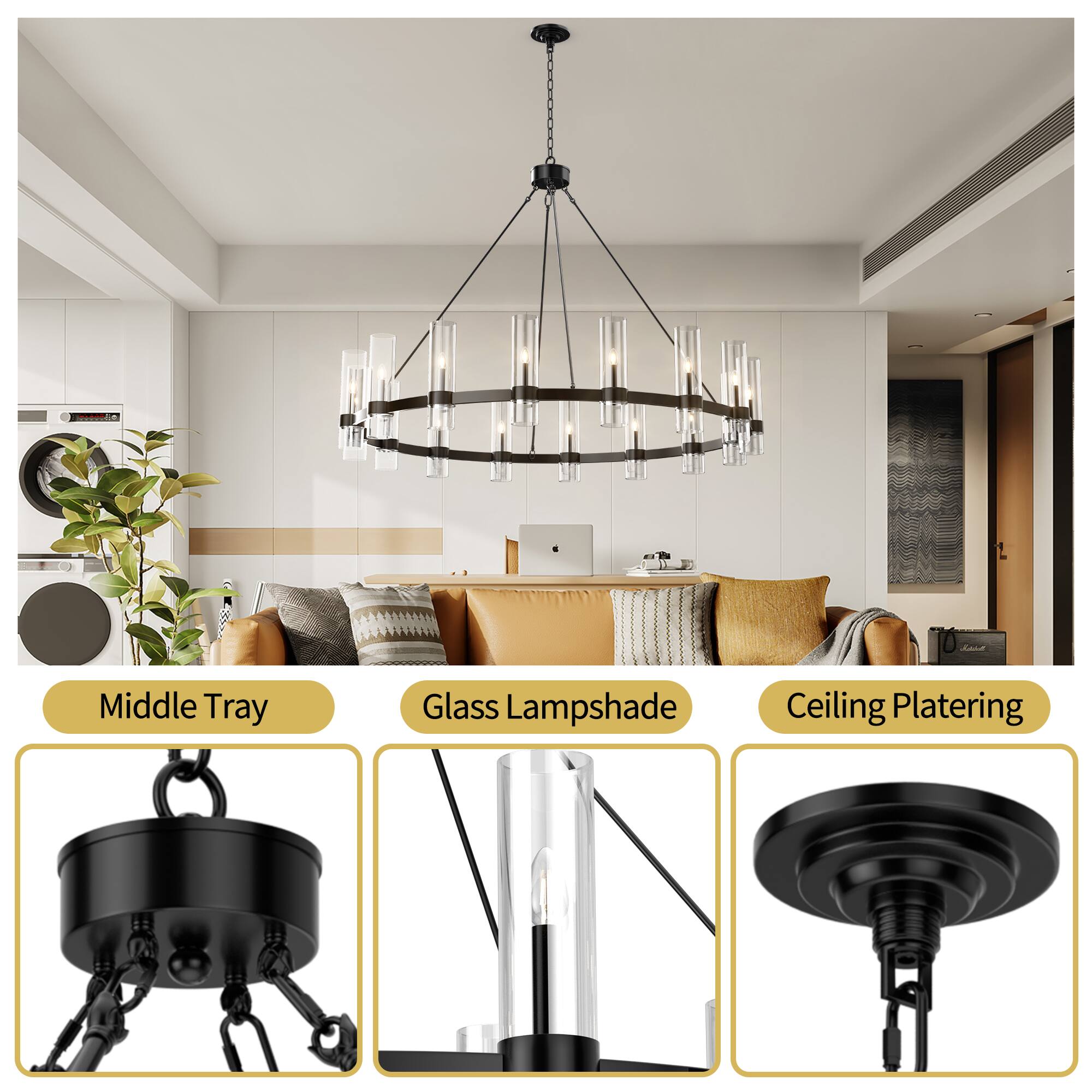 Middle Tray  
Glass Lampshade  
Ceiling Platering