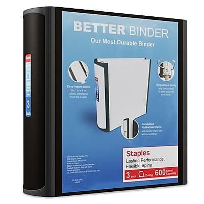 "Staples - 3"" 3-Ring Better Binder, D-Ring - Black" price history on PriceWatchPro