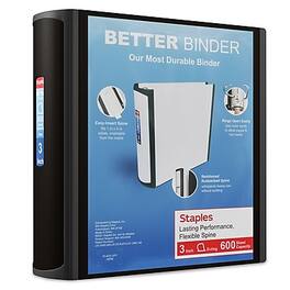Staples - 3" 3-Ring Better Binder, D-Ring - Black