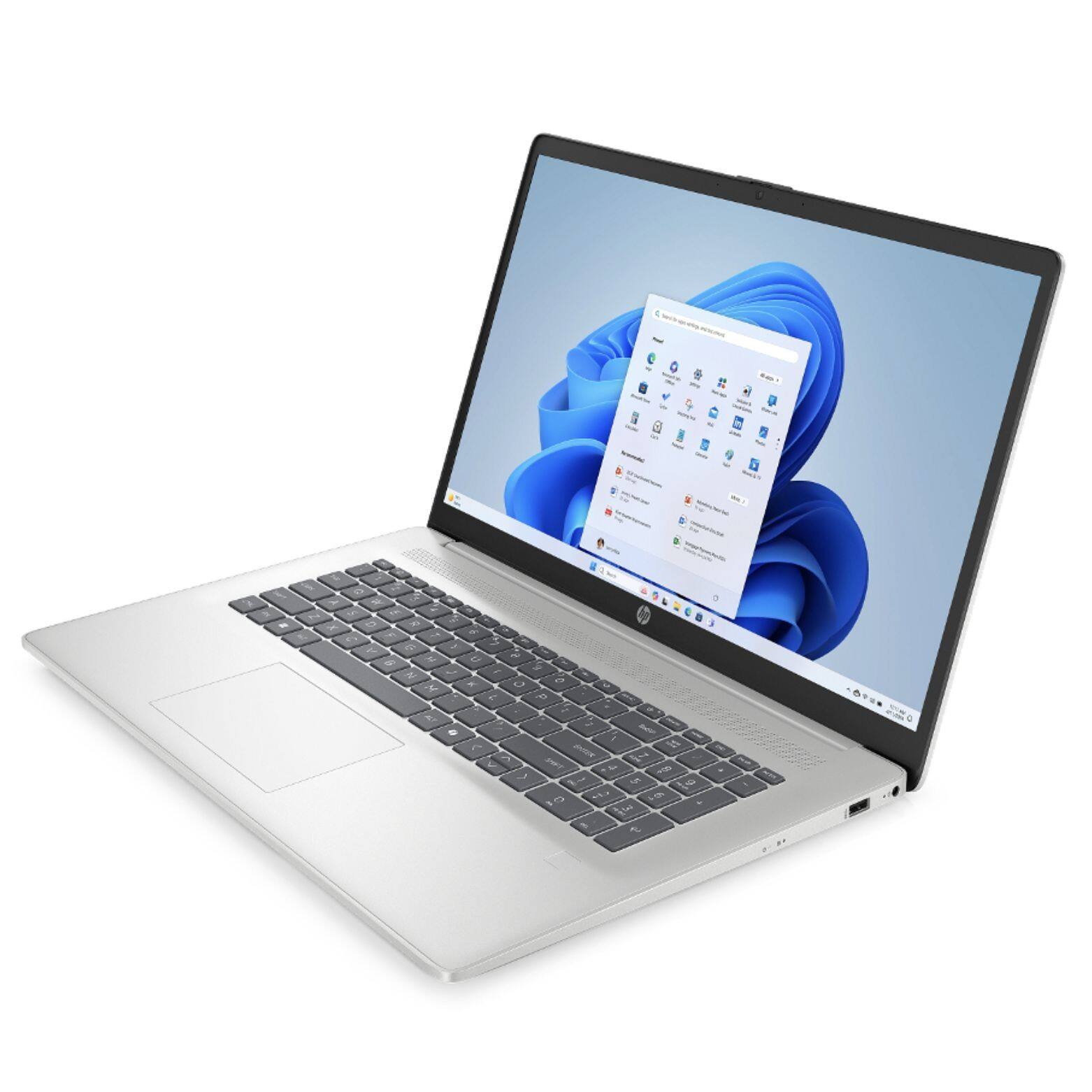 Left. HP - HP AI BE6J9UA#ABA Natural Silver Laptop, Ultra 7-255U, 16GB, 1TB SSD, 17.3 FHD (1920x1080), Win 11 Pro - Natural Silver.