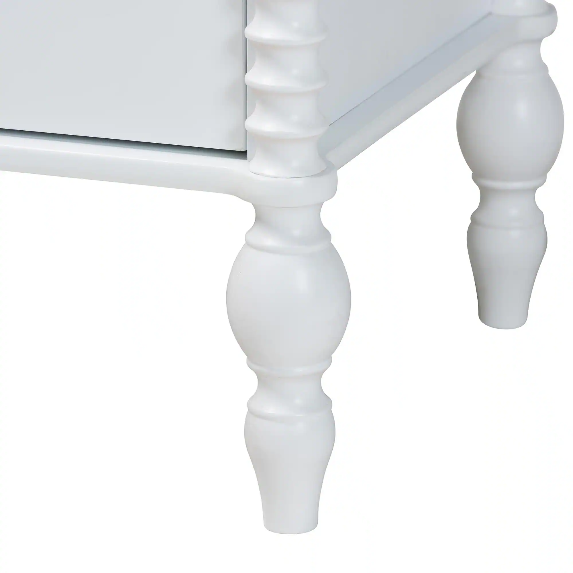 Alt View 4. Baxton Studio - Callison Spindle 5-Piece Bedroom Set - Platform Bed with Matching Dresser, Chest, and 2-Drawer Nightstands, Full - White.