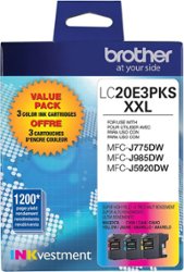Brother - LC20E3PKS XXL Super High-Yield 3-Pack Ink Cartridges - Cyan/Magenta/Yellow - Front_Zoom