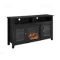 Angle Zoom. Walker Edison - Tall Glass Two Door Soundbar Storage Fireplace TV Stand for Most TVs Up to 65" - Black.