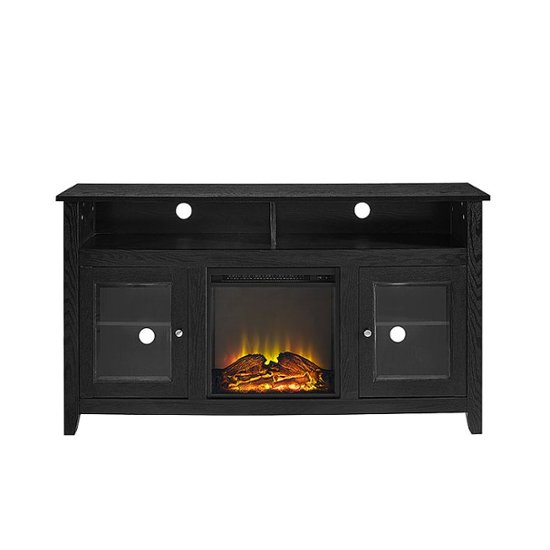 Front Zoom. Walker Edison - Tall Glass Two Door Soundbar Storage Fireplace TV Stand for Most TVs Up to 65" - Black.