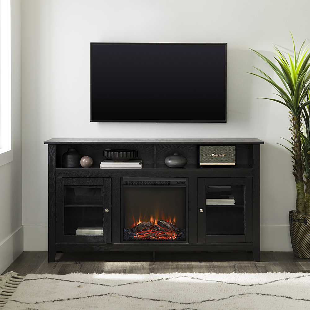 Walker Edison Tall Fireplace Cabinet TV Stand for Most ...