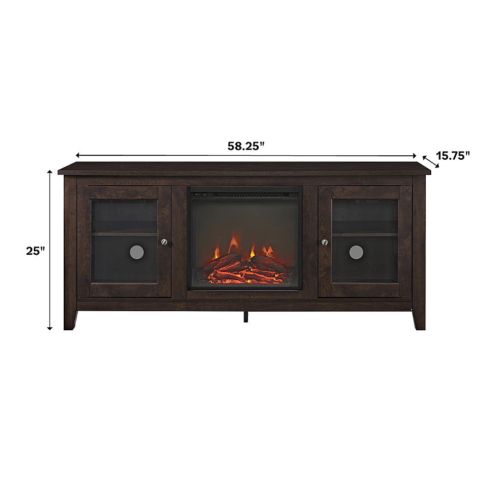 58 in. W Walnut Solid Wood TV Stand with Cutout Cabinet Handles (Max tv  size 65 in.)
