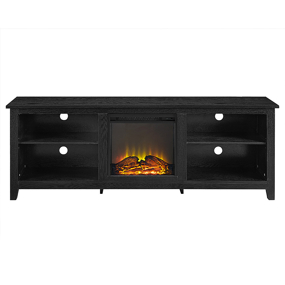 Angle View: Walker Edison - 70" Open Storage Fireplace TV Stand for Most TVs Up to 80" - Black