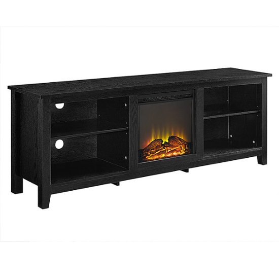 Walker Edison Open Storage Fireplace Tv, Media Console Fireplace Black