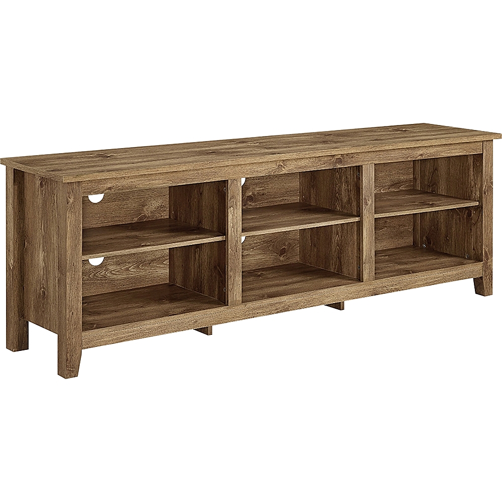 Angle View: Walker Edison - Modern Open 6 Cubby Storage TV Stand for TVs up to 78" - Barnwood