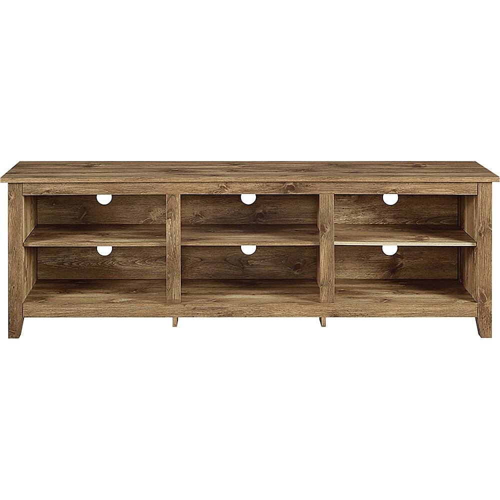 Front. Walker Edison - Modern 70" Open 6 Cubby Storage TV Stand for TVs up to 80" - Barnwood.