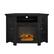 Front. Walker Edison - Glass Two Door Corner Fireplace TV Stand for Most TVs up to 55" - Black.