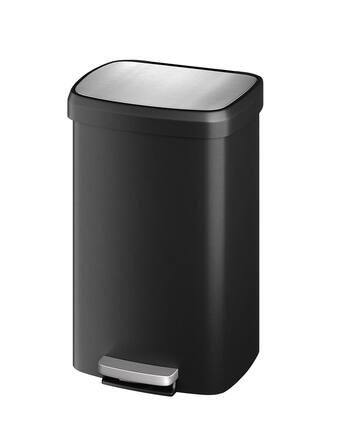 Front. Acekool - 13 Gallon Black Plastic Step Trash Can with Soft-Close Lid, Liner Rim & Rear Handle, Rustproof Kitchen Bin - Black.