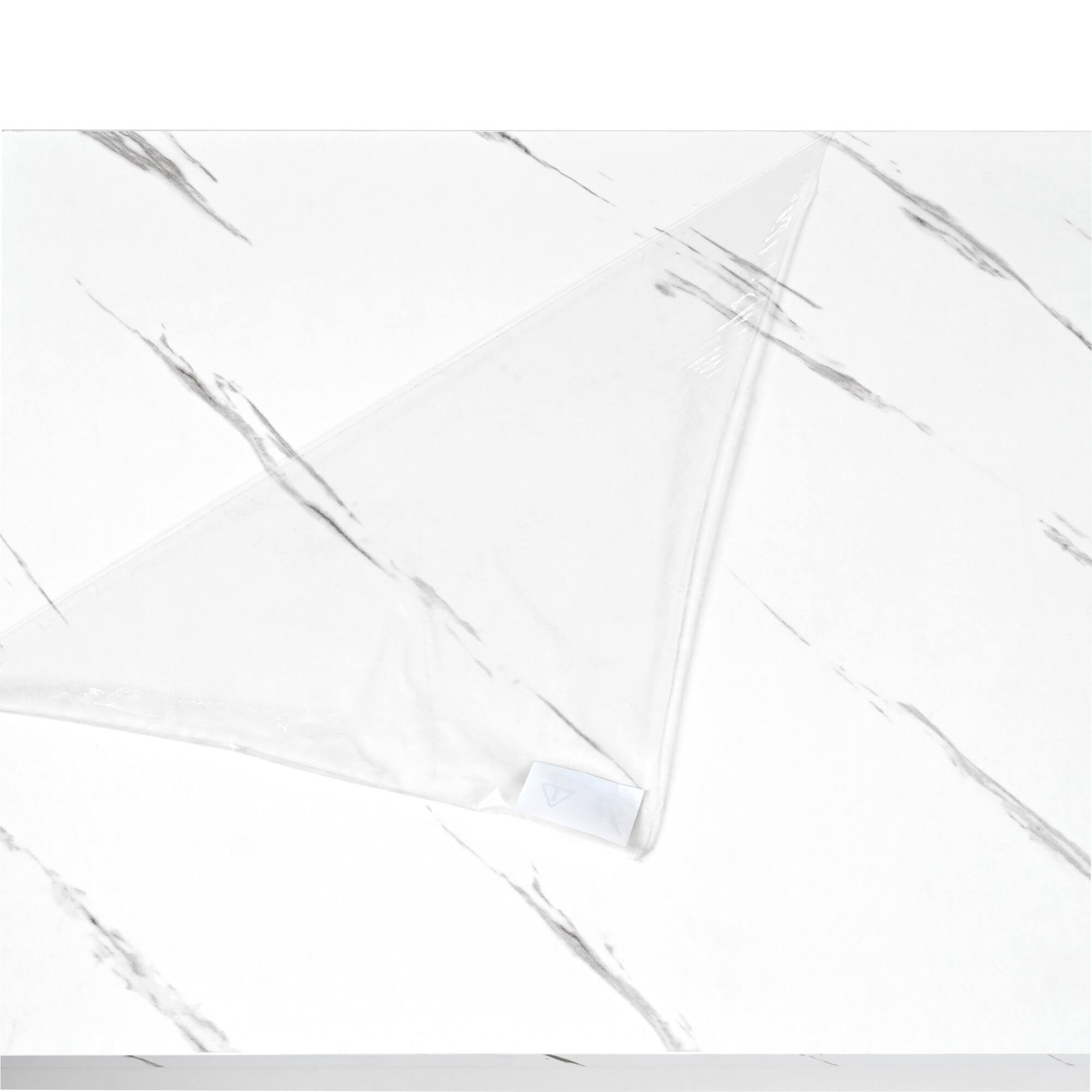 Alt View 10. Tiramisubest - Contemporary Coffee Table with Faux Marble Top,Caster Wheels,Moderate Luxury Center Table with Gold Metal Bars,White - White.