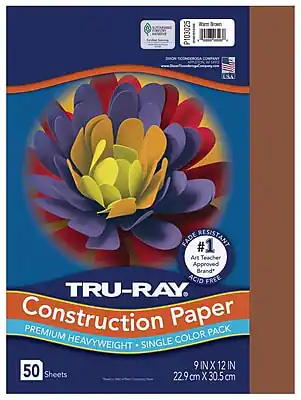 P103025
Wam Scun UXA
FADE RESISTANT #1
Art Teacher Approved Brand*
ACID FREE
TRU-RAY Construction Paper
PACK
PREMIUM COLOR
HEAVYWEIGHT
SINGLE
9 IN X 12 IN
50 Sheets
22.9 cm x 30.5 cm
