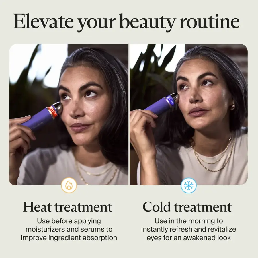 Elevate your beauty routine with Theralabs Heat treatment. Use before applying moisturizers and serums to improve ingredient absorption. Cold treatment. Use in the morning to instantly refresh and revitalize eyes for an awakened look.