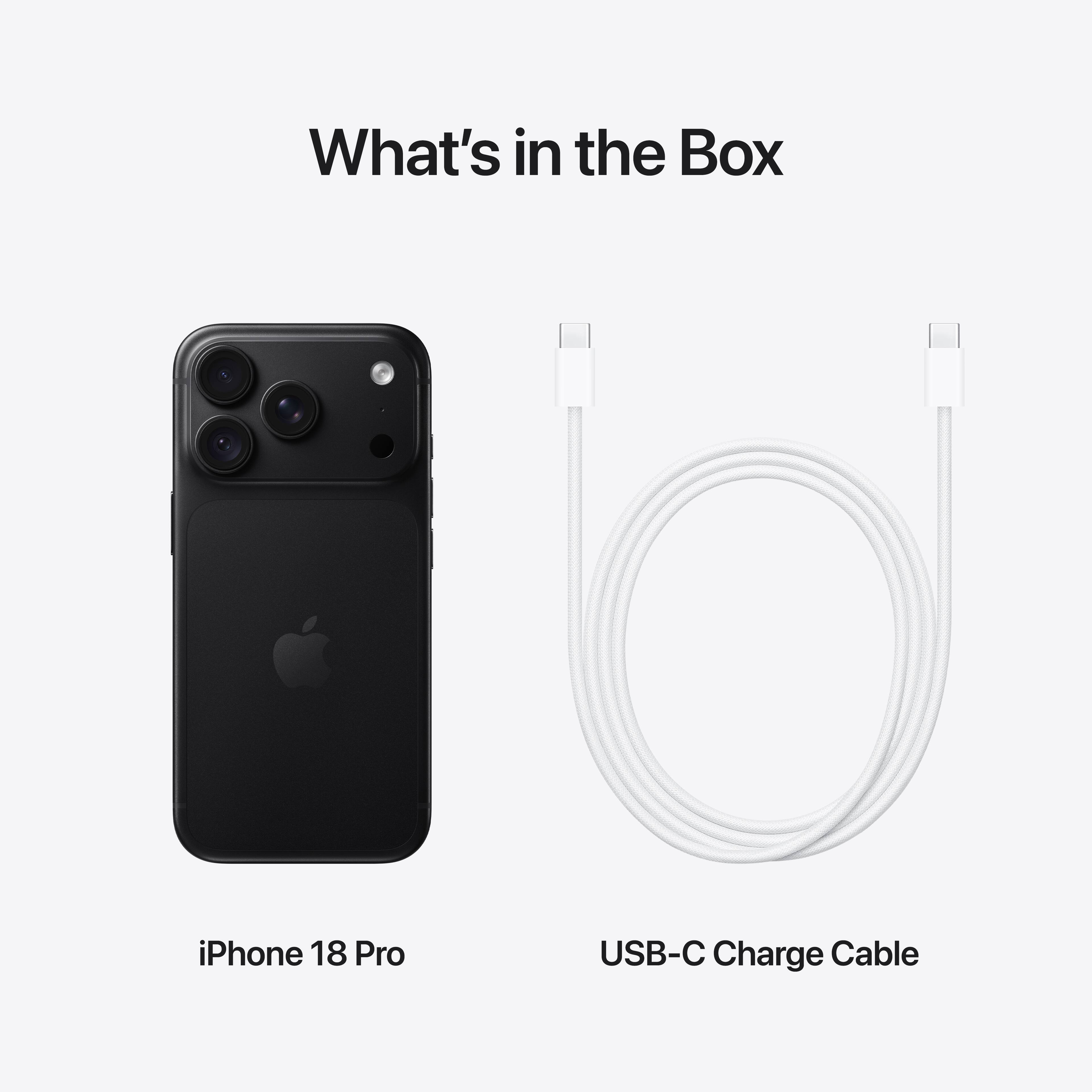 What's in the Box

iPhone 18 Pro

USB-C Charge Cable