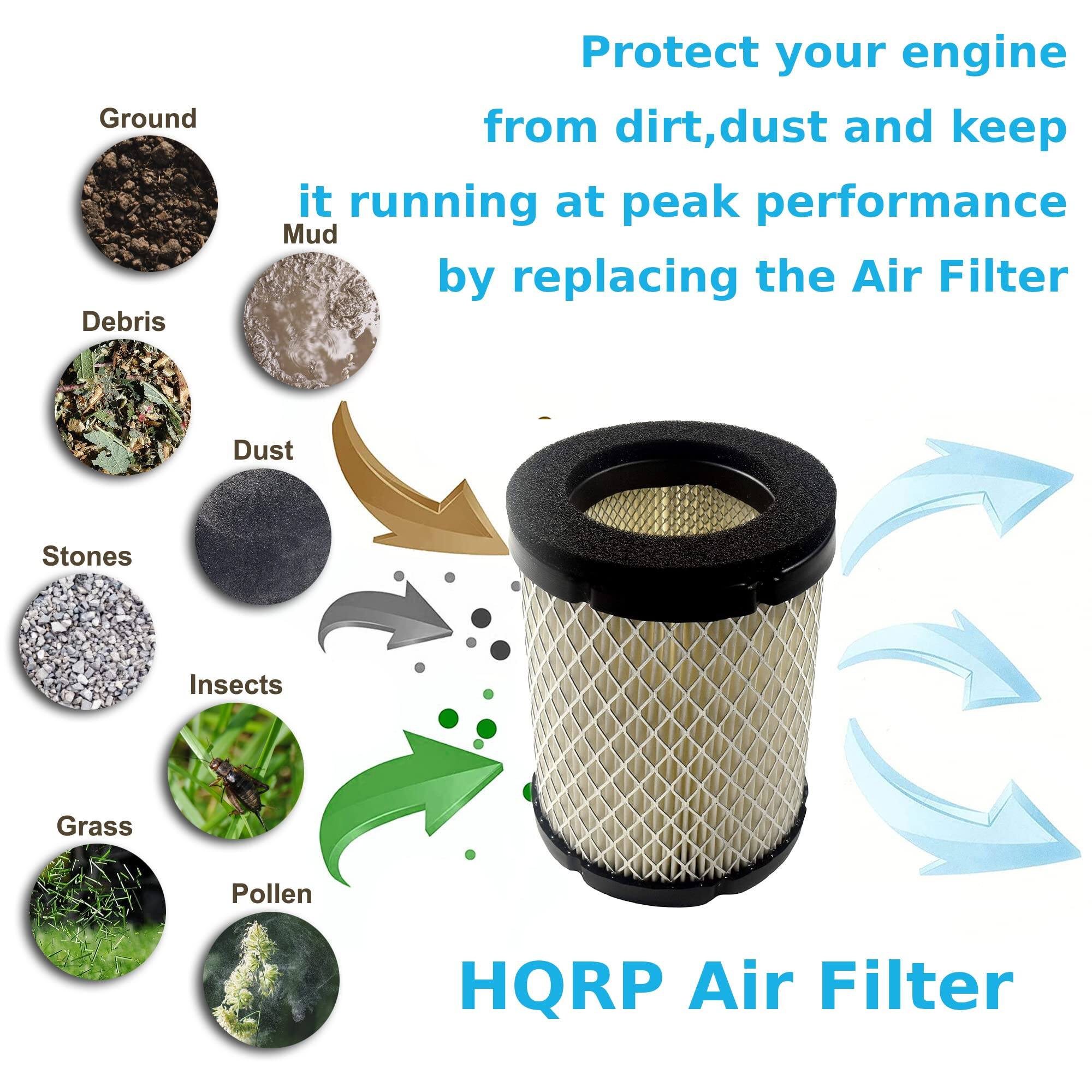 Protect your engine from dirt, dust, and keep it running at peak performance by replacing the Air Filter.

HQRP Air Filter

Ground Debris
- Mud
- Dust
- Stones
- Insects
- Grass
- Pollen