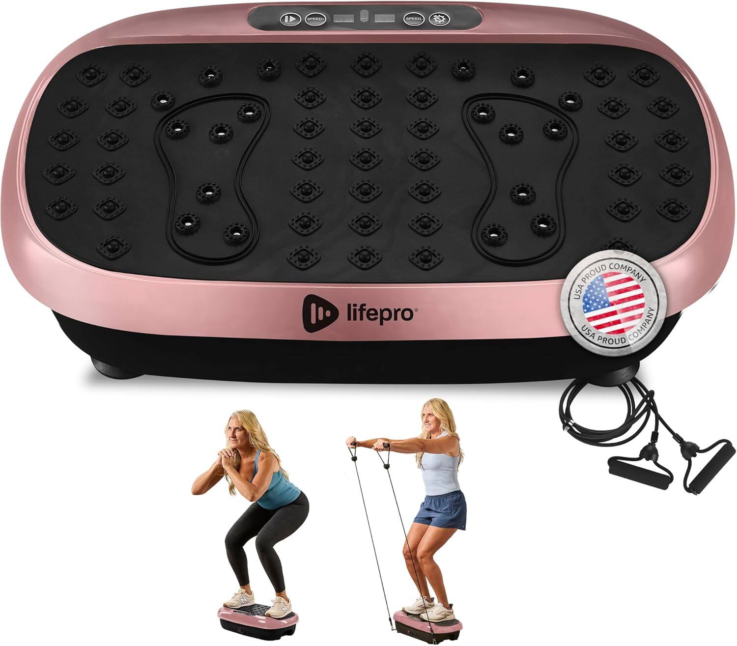 LifePro - HexaPlate Lite Vibration Plate – Compact Whole Body Exercise Machine for Toning & Recovery - Rose Gold