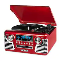Victrola - 50's Bluetooth Stereo Audio System - Red - Front_Zoom