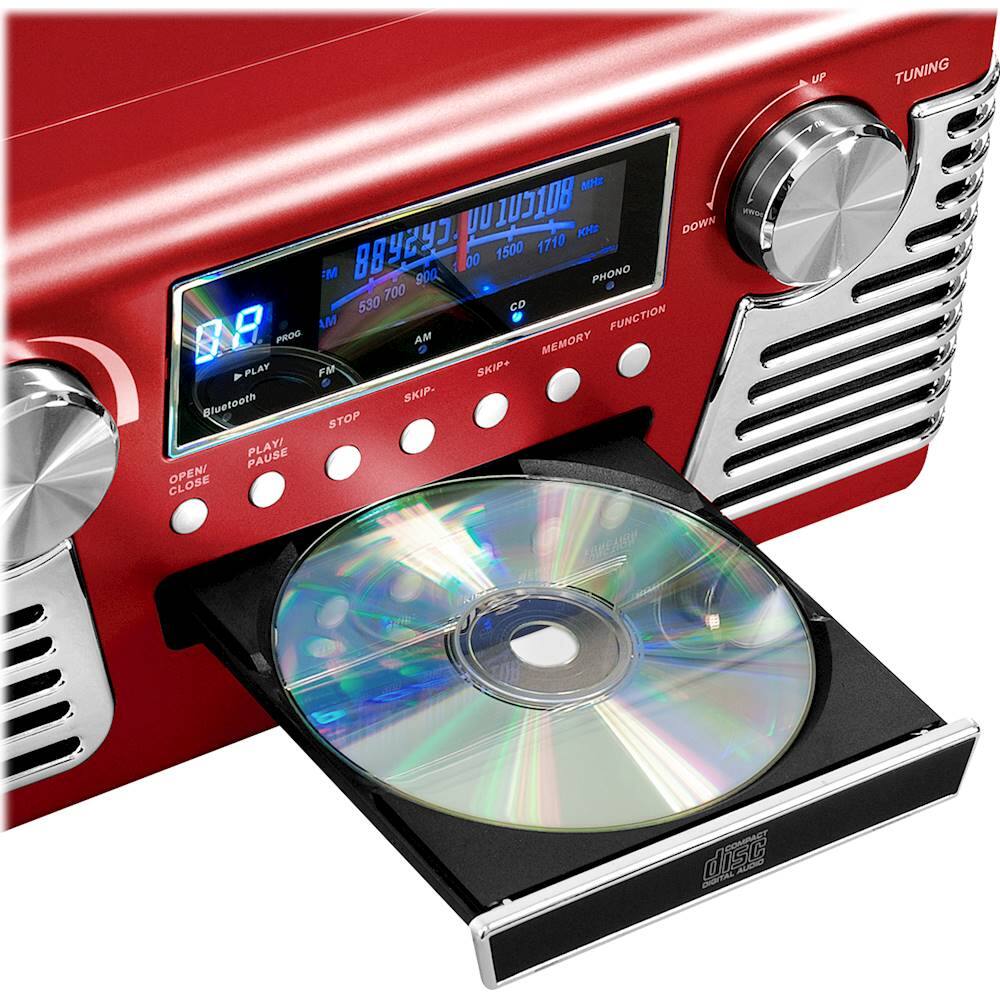 Alt View 13. Victrola - 50's Bluetooth Stereo Audio System - Red.
