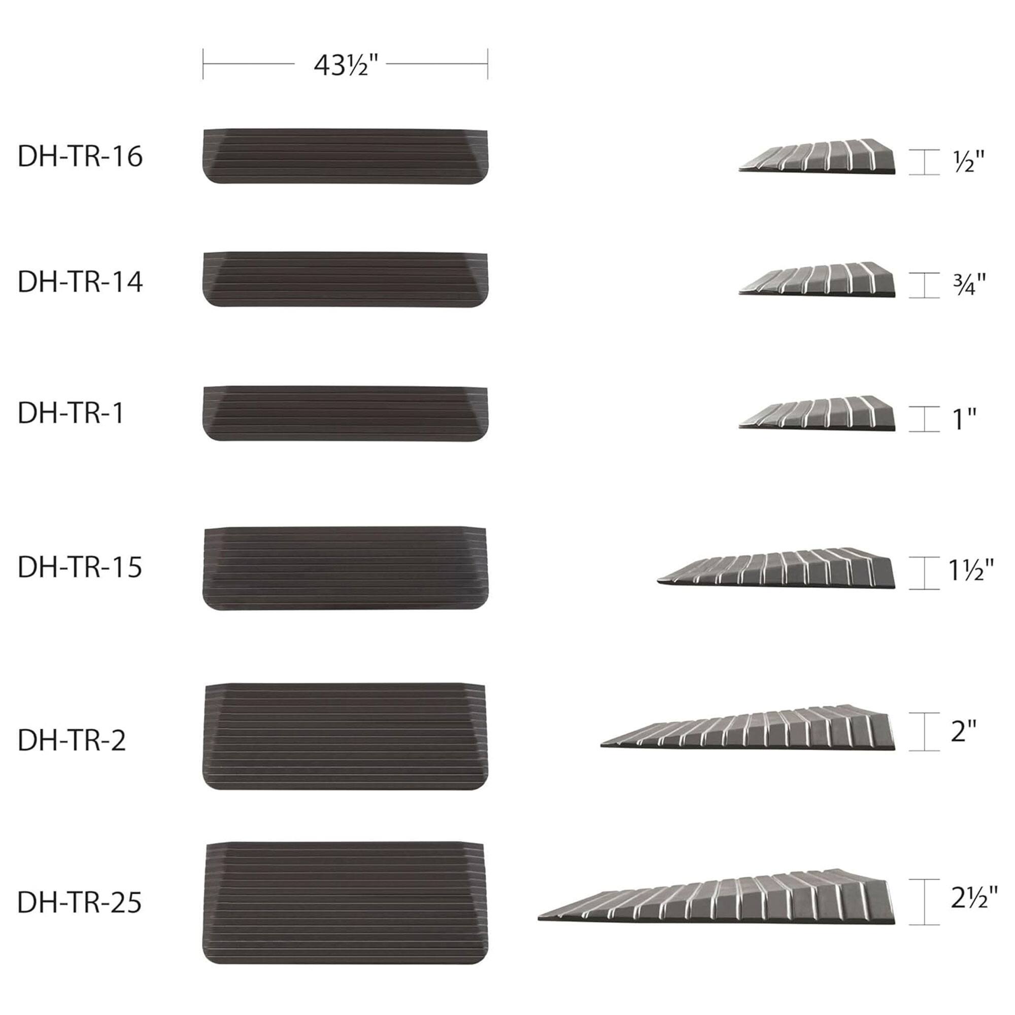 43½" DH-TR-16  
½" DH-TR-14  
¾" DH-TR-1  
1" DH-TR-15  
1½" DH-TR-2  
2" DH-TR-25  
2½"