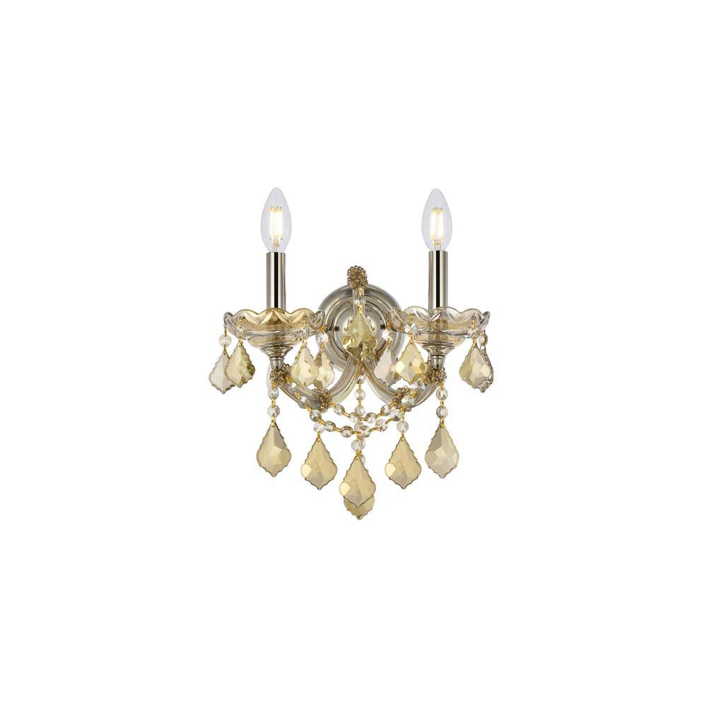 Alt View 4. Elegant Lighting - Maria Theresa 2 light Golden Teak Wall Sconce Golden Teak - Golden Teak.