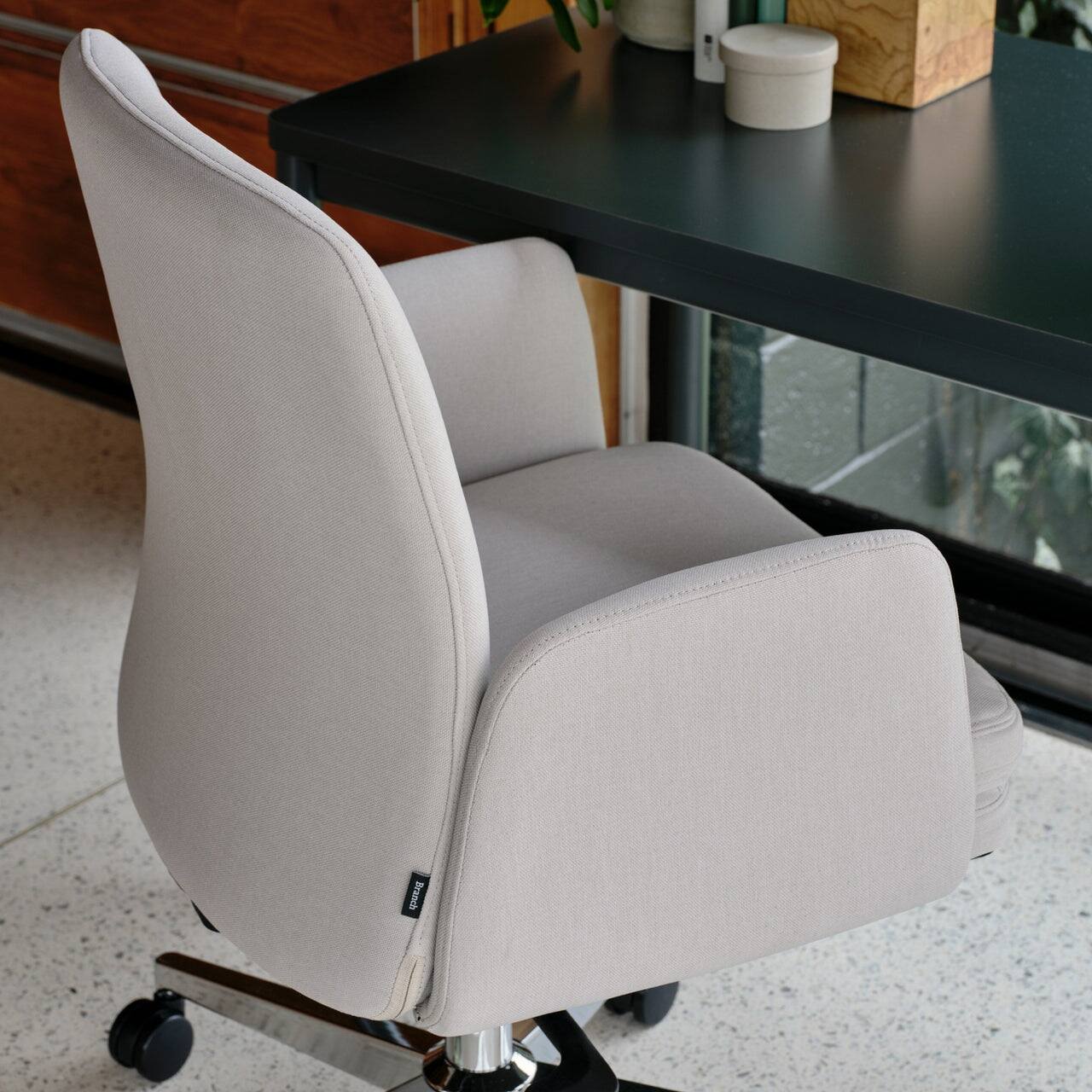 Alt View 1. Branch Furniture - Branch Softside Mid-Century Modern Mid Back Office Chair – Removable Arms, Adjustable Height, Cloud-Like Comfort - Bone.