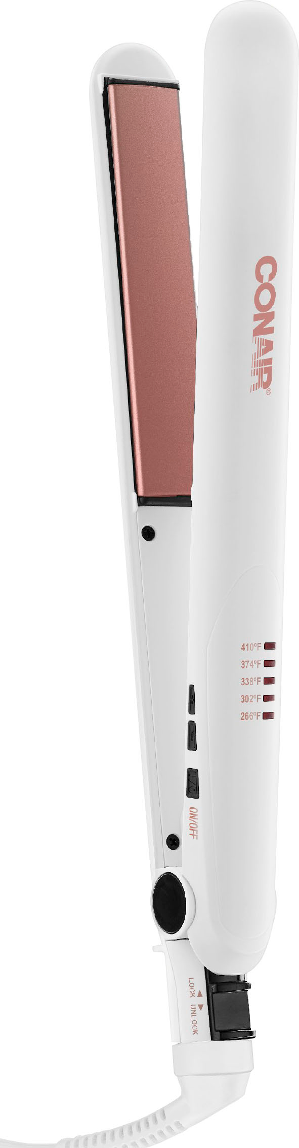 Angle View: Conair - Double Ceramic 1" Flat iron - Rose Gold