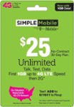 Front Zoom. Simple Mobile - $25 Prepaid Airtime Card.