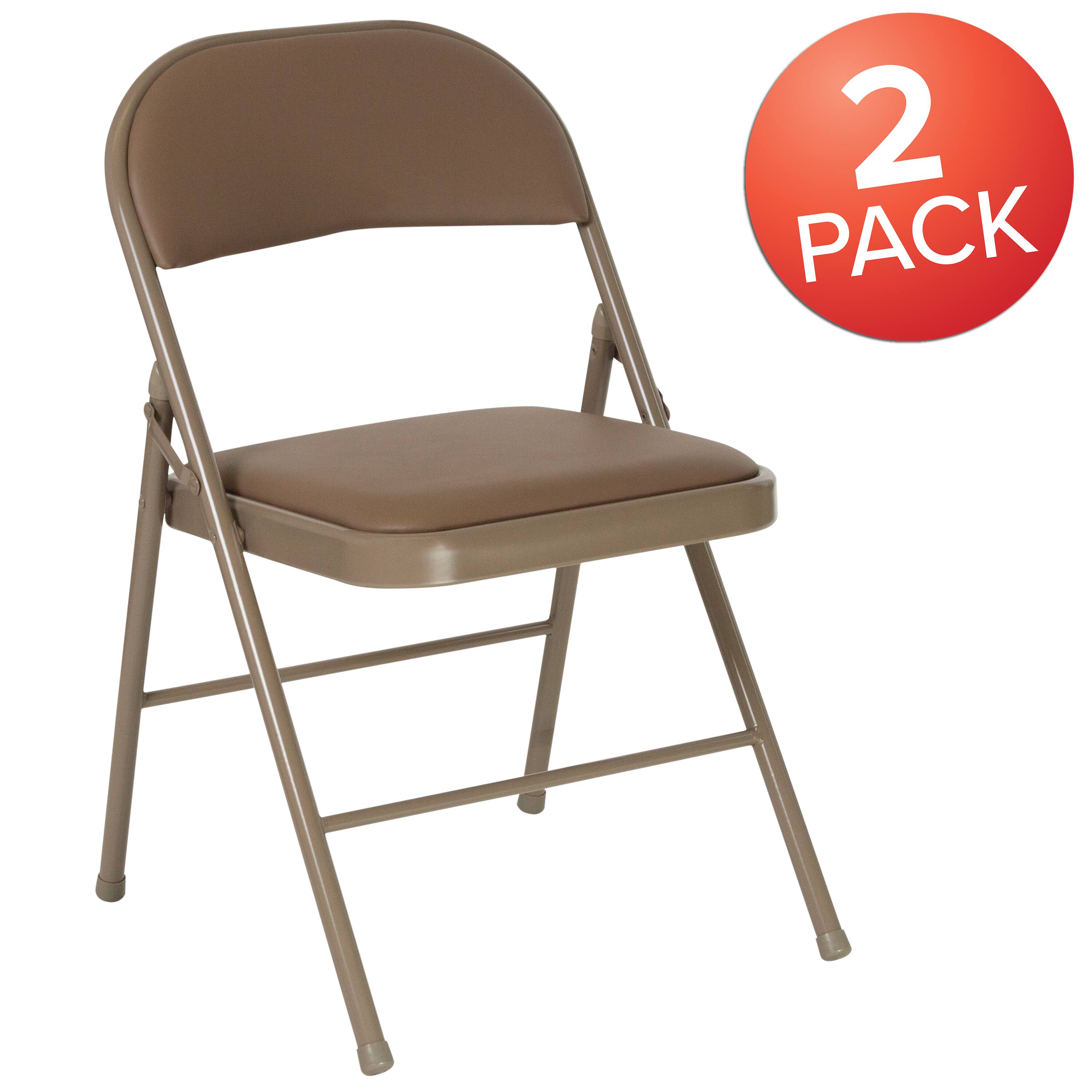 Alt View 1. Emma + Oliver - 2 Pack Home & Office Portable Vinyl Folding Metal Event Chair - Beige.