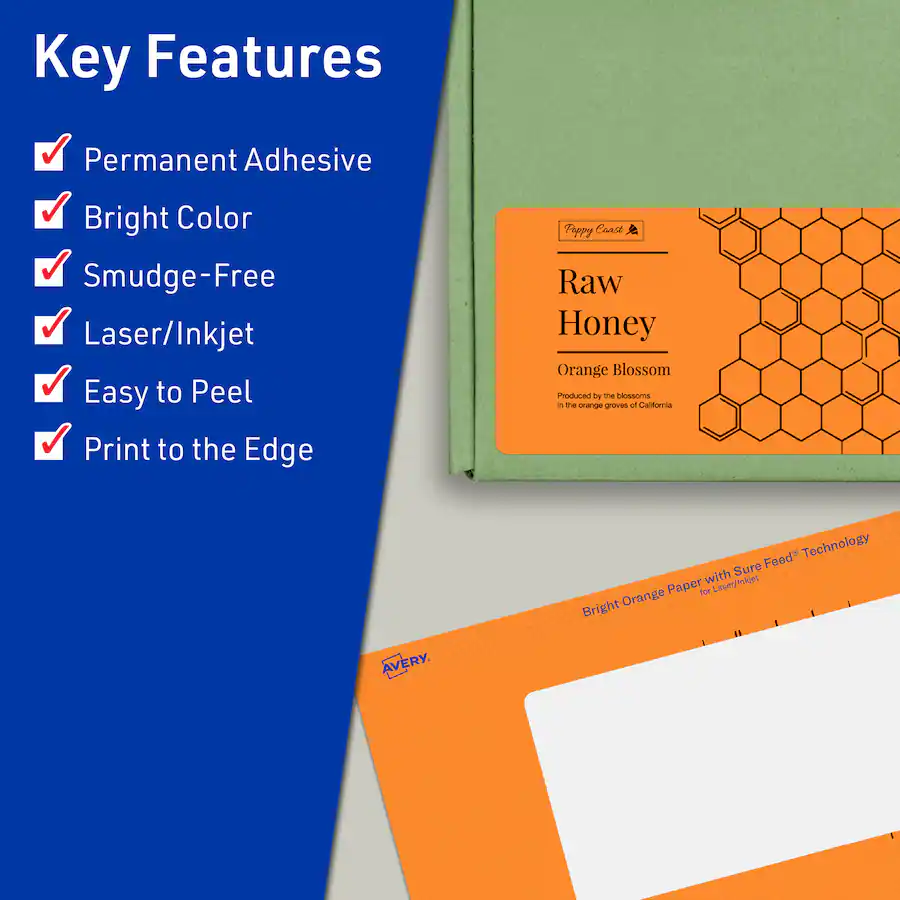 Avery Printable Rectangle Labels, Bright 4