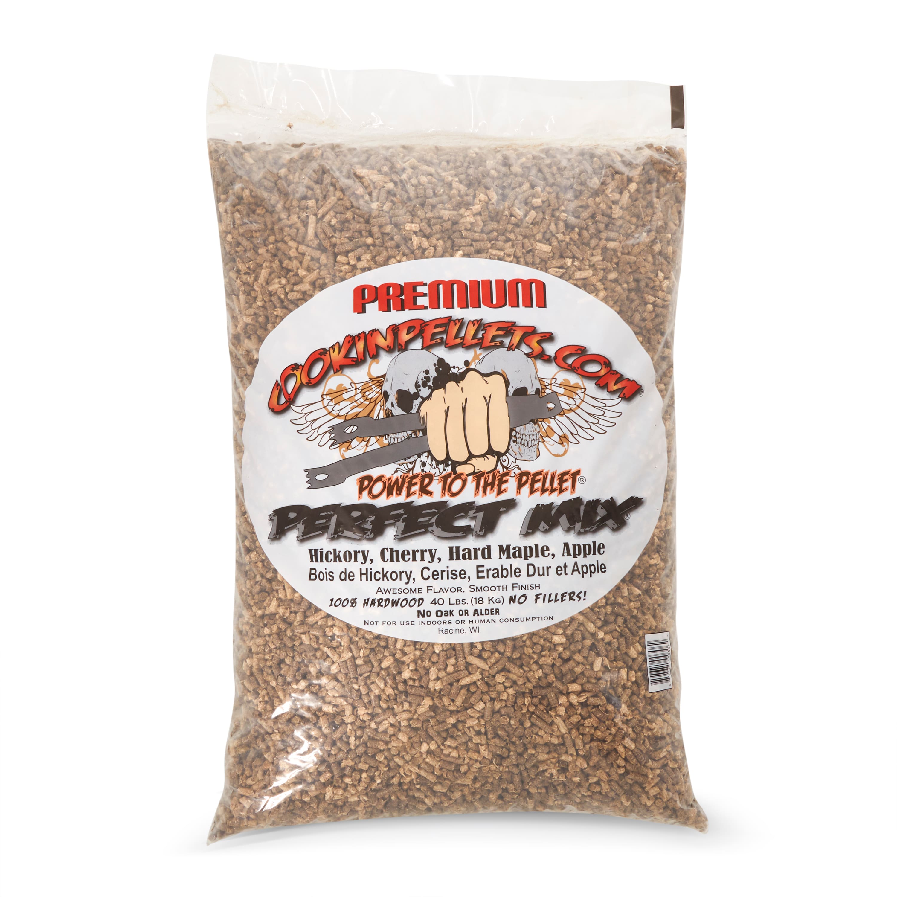 CookinPellets - Perfect Mix Hickory, Cherry, Maple, Apple Wood Pellets, 40 Lb Bag