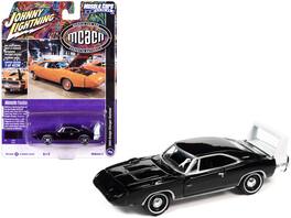 Johnny Lightning - 1969 Dodge Charger Daytona Black w/ White Tail Stripe MCACN Limited 4236pcs Muscle Cars USA Series 1/64 - Black With White