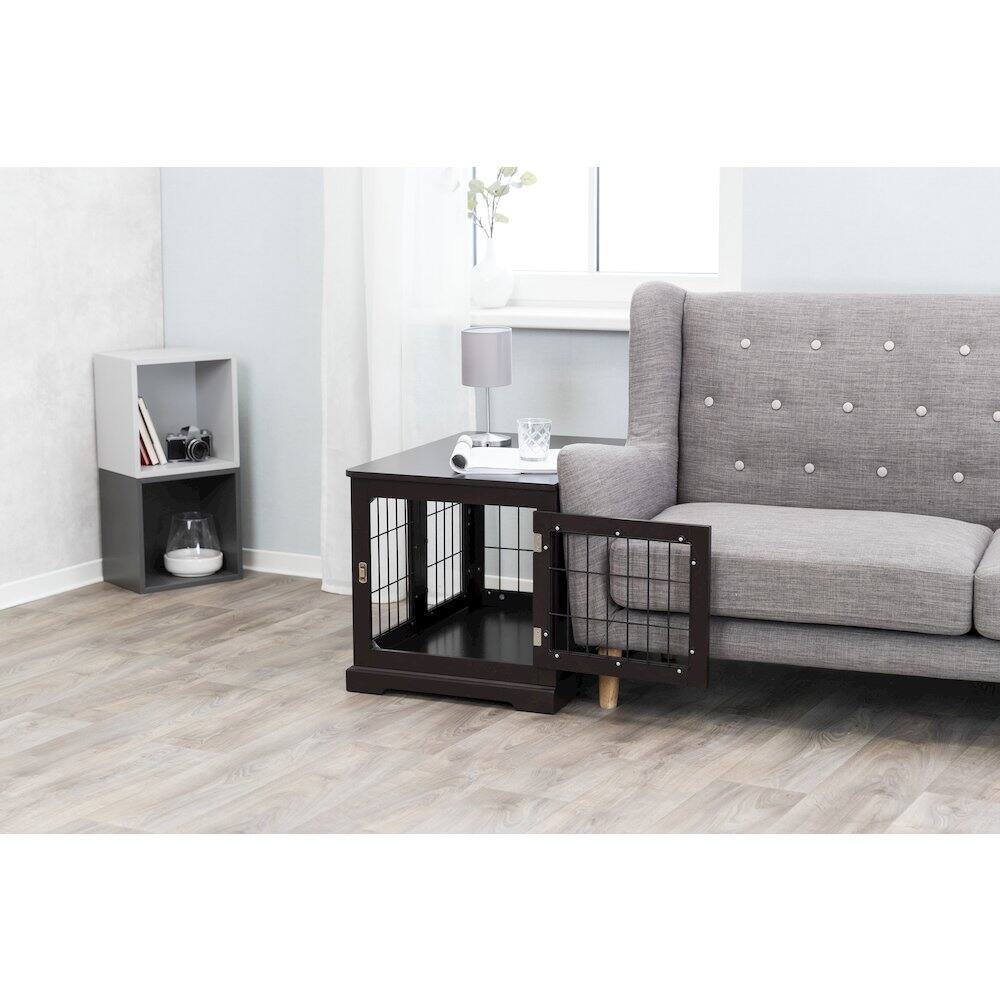 Alt View 5. TRIXIE - Dog Crate, Wooden Indoor Kennel Furniture for Dogs Up to 50 lb - Espresso Brown.