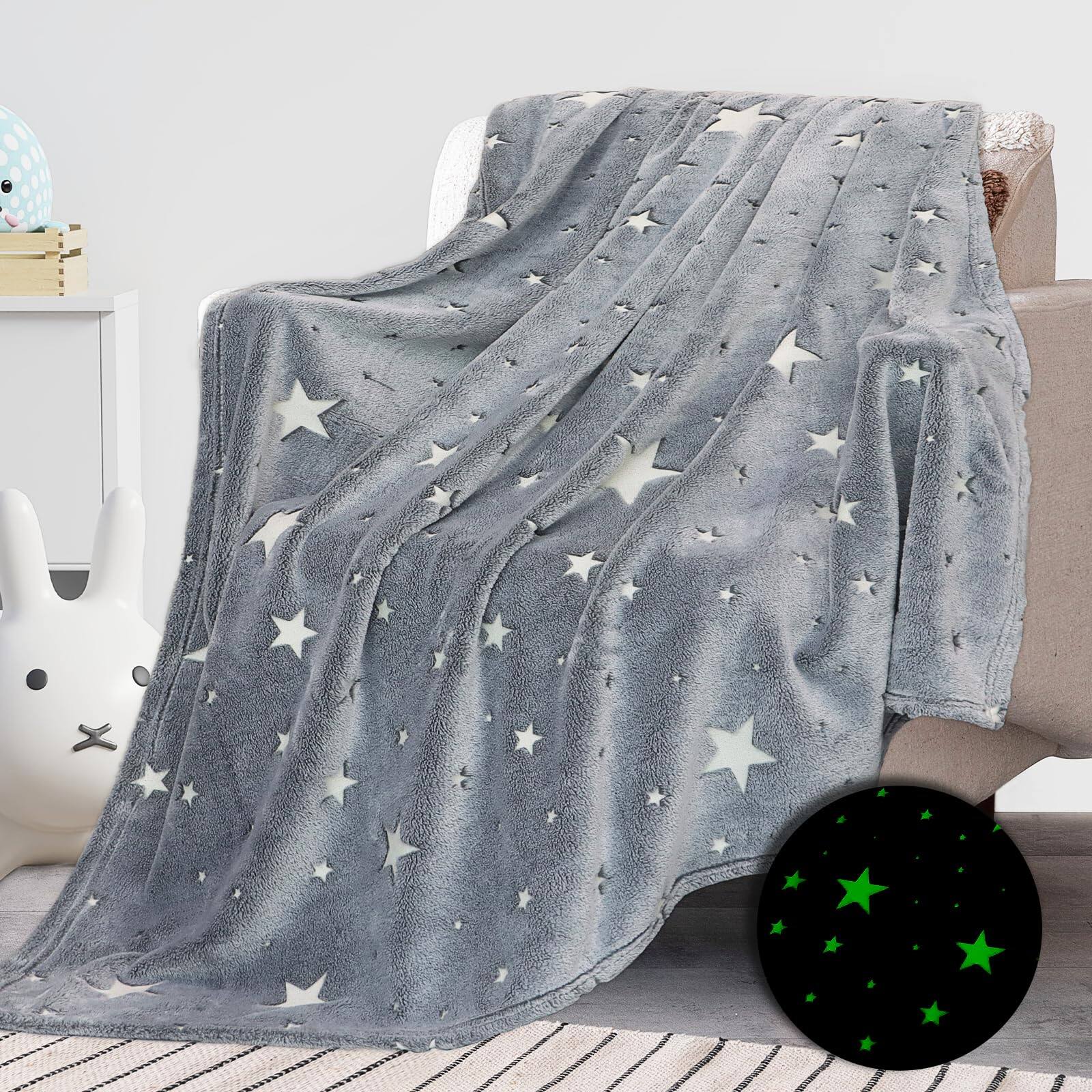 Front. Dapper Styles - Throw Blanket Soft Fleece Blankets Cat 50 60 blackthrow can glow the - Fluorescent Stars-Throw Size 50" x 60" (130 x 150.