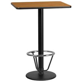 Emma + Oliver - 24"x30" Rectangular Laminate Bar Table with 18"RD Foot Ring Base - Natural