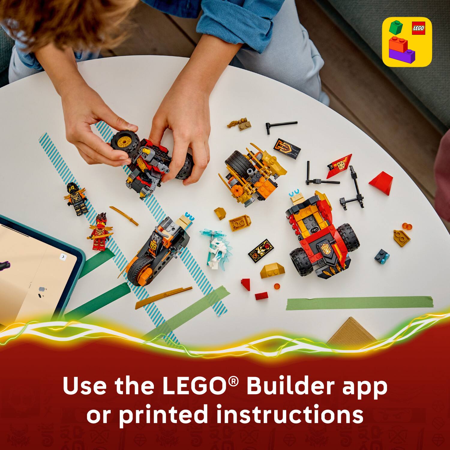 Use the LEGO® Builder app or printed instructions