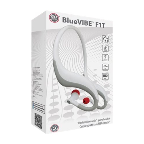 Left View: GOgroove - BlueVIBE F1T Bluetooth Headset - White