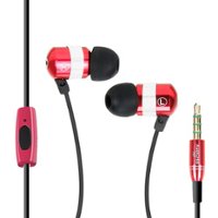 GOgroove - AudiOHM HF Earbuds Wired In-Ear with Hands-Free Mic - Red - Front_Zoom