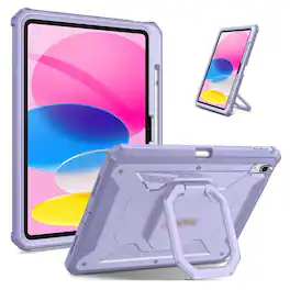 Kitcheniva - Rugged Cover With Built-in Screen Protector For iPad (A16) 11th Gen/iPad 10th Gen - Lilac Purple