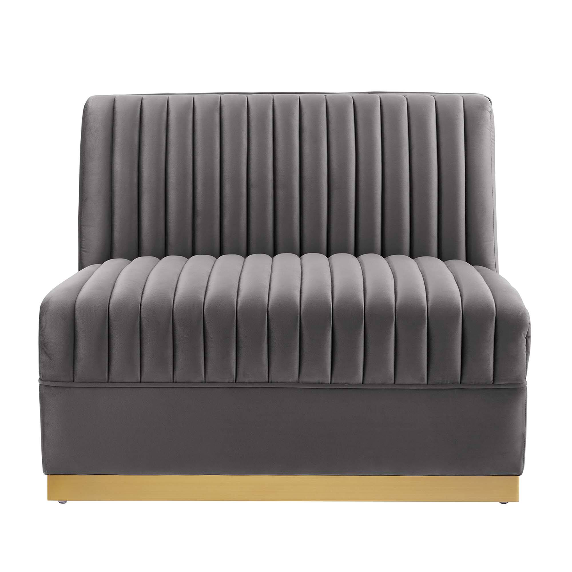 Left. Modway - Sanguine Channel Tufted Performance Velvet Modular Sectional Sofa Armless Chair by Modway - Gray.