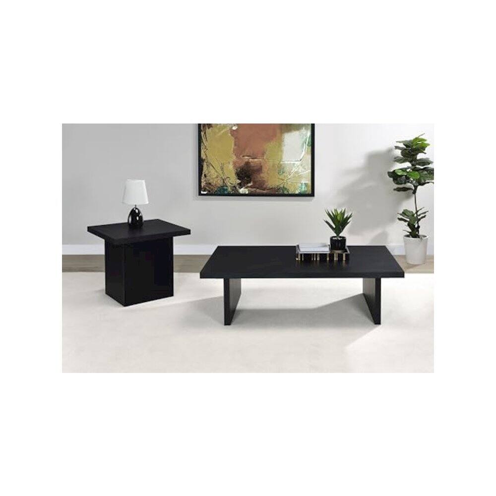 Angle. Coaster Co. of America - Max 2-piece Rectangular Coffee and End Table Set Black - Black.
