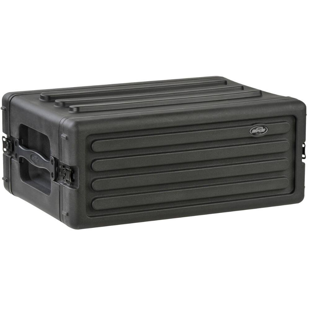 Angle. SKB - SKB 4U Shallow Roto Rack Case Gear Protector, Stackable, Waterproof, Black - Black.