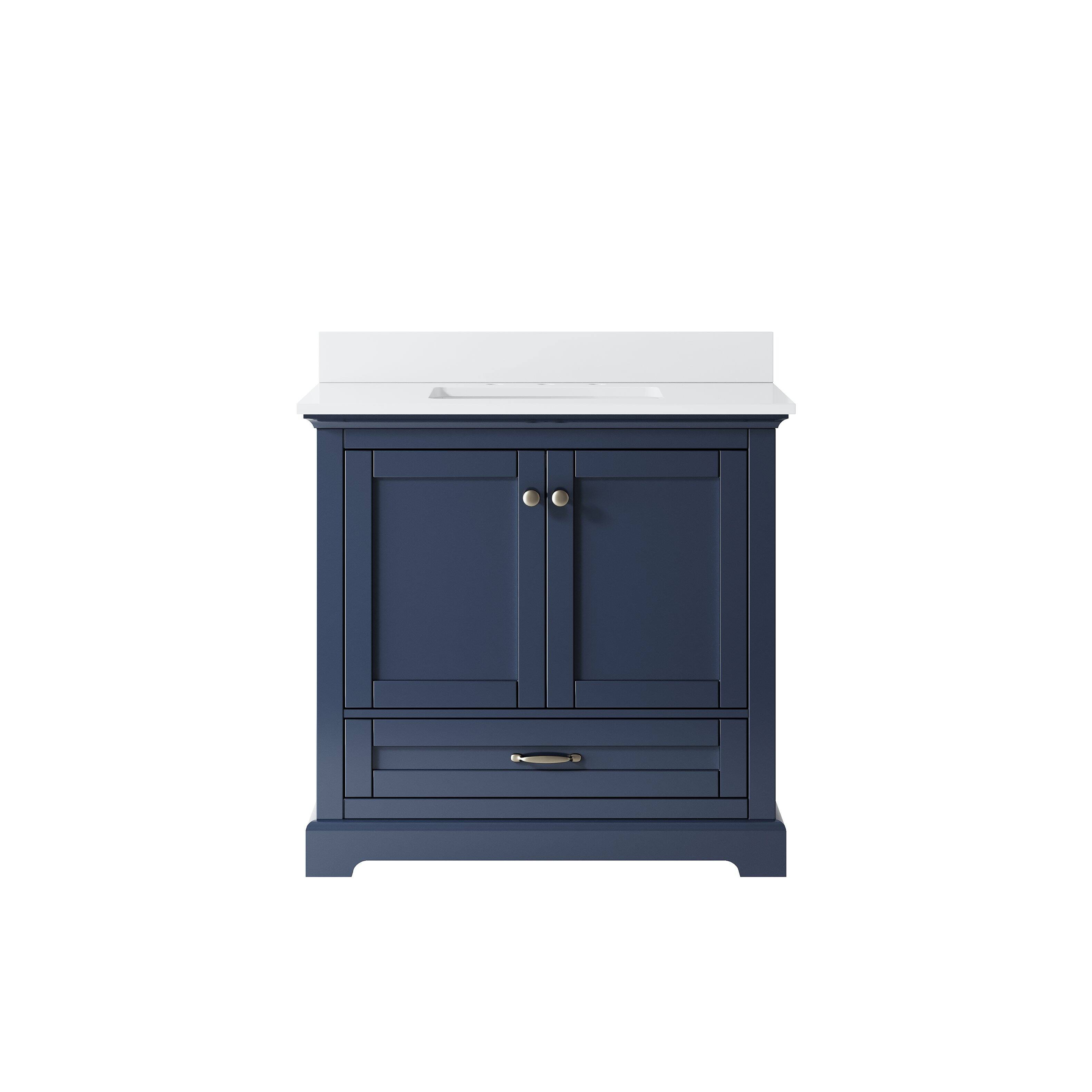 Alt View 9. WELLFOR - LVD 36 in. Solid Wood Single Sink Freestanding Bath Vanity with Culutered Marble Top, Assembled - Navy Blue.