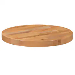 Emma + Oliver - Round Butcher Block Style Table Top - Restaurant Table Top - Natural
