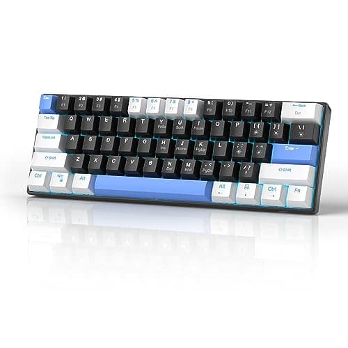Earthley Blooms - 60 Mechanical Gaming With Brown Switches Ice Blue Backlit Mini Compact 61-key Portable Key Board For Win - White Black/Red Switches