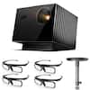 Front. Valerion - Valerion VisionMaster Max 4K Laser Projector with Ceiling Mount Bracket and 4 Pairs of 3D Glasses - Black.