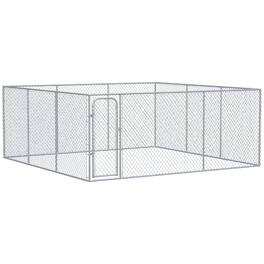 Pawhut - Large Dog Kennel Outside, Heavy Duty Cage, Outdoor Fence Run, Galvanized Chain Link, Secure Lock, 15.1'x15.1'x6